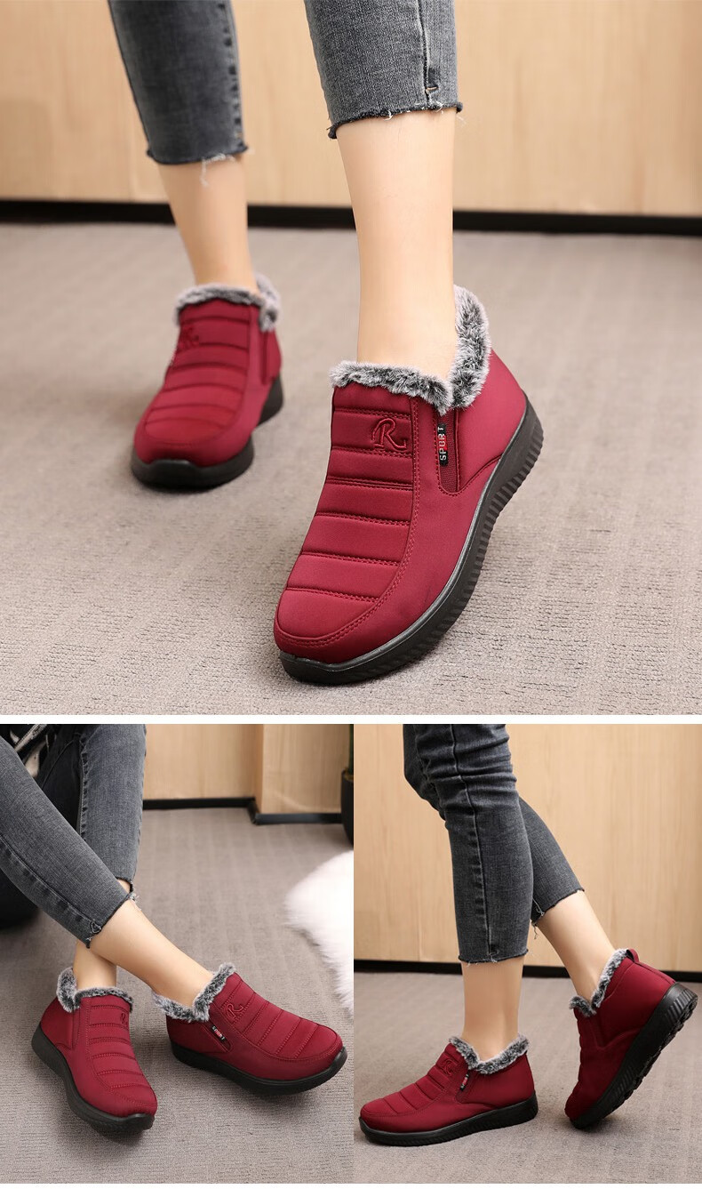 老太太棉鞋冬季加绒保暖中老年妈妈鞋老北京布鞋女棉鞋防水防滑平底