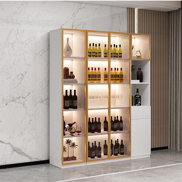 2022新款轻奢玻璃门酒柜现代简约一体靠墙客厅高端展示柜餐边柜定制红