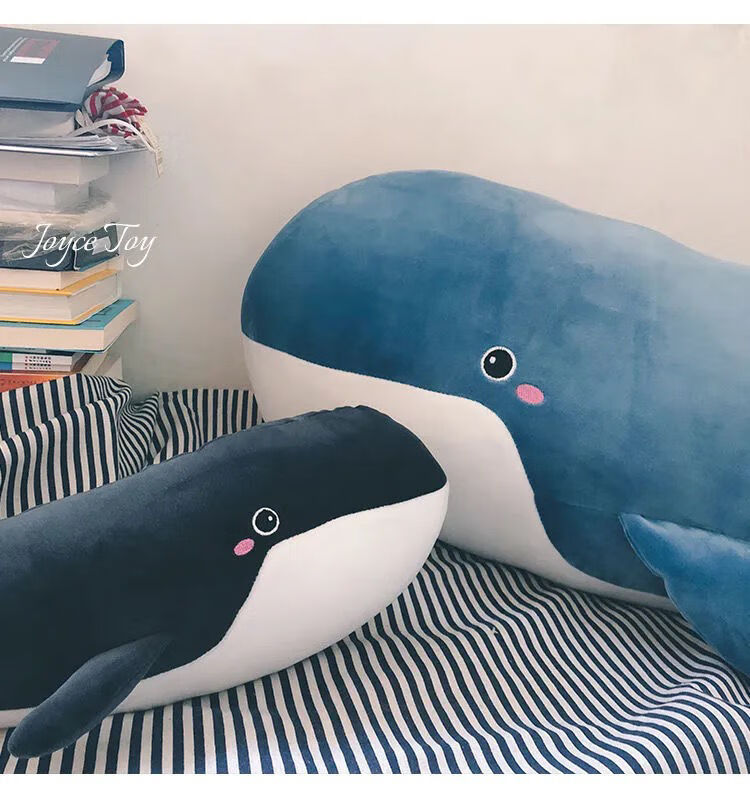 鲸鱼玩偶公仔毛绒床上娃娃抱枕睡觉抱着的布娃娃女可爱超软萌男款蓝色