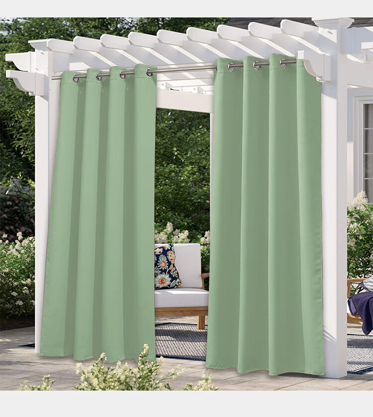 帘成品遮阳防晒简约室外露台庭院遮光隔热防雨阳台超薄米白色2宽25x高