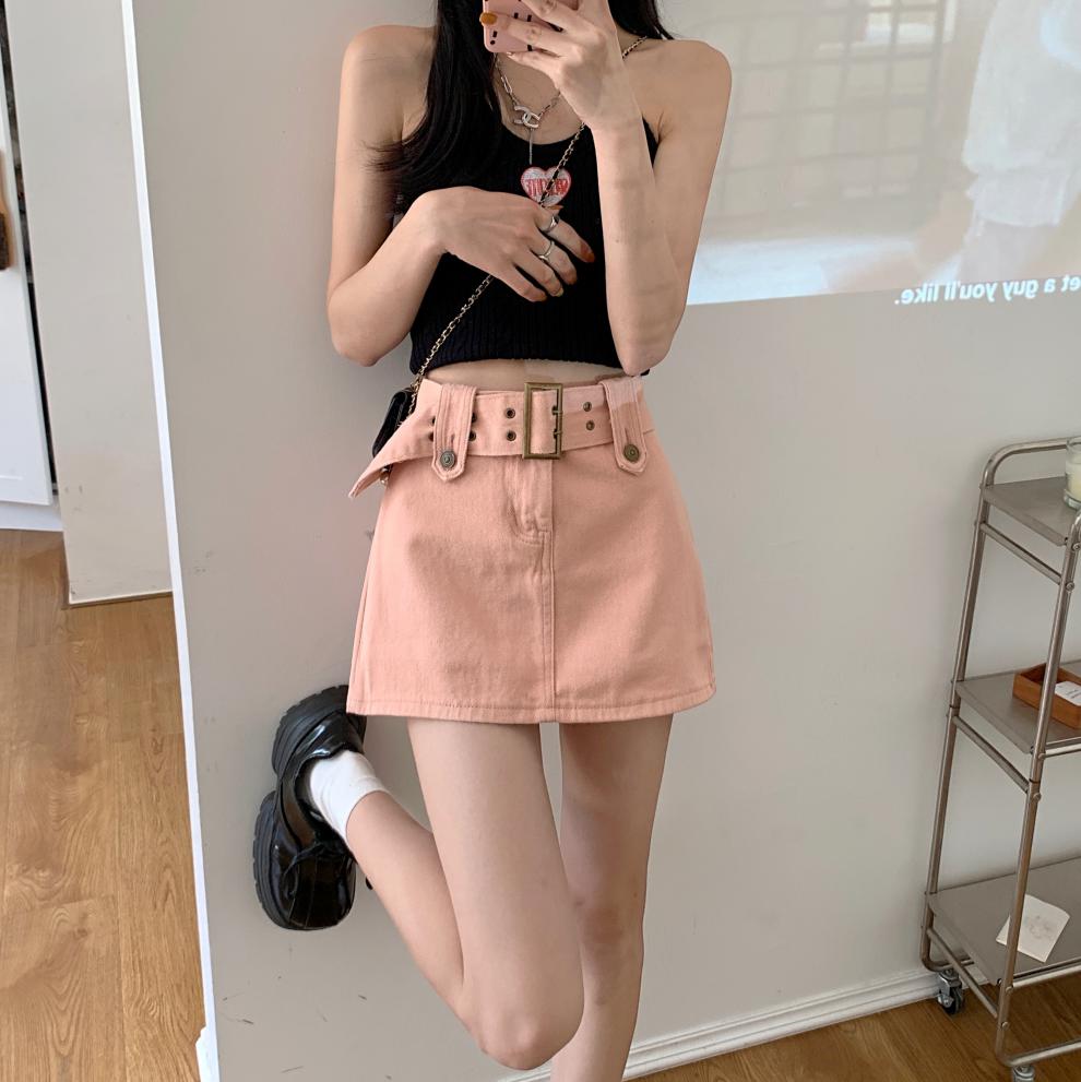 辣妹a字包臀裙高腰设计感小众裙子夏季牛仔a字半身裙女装小个子包臀