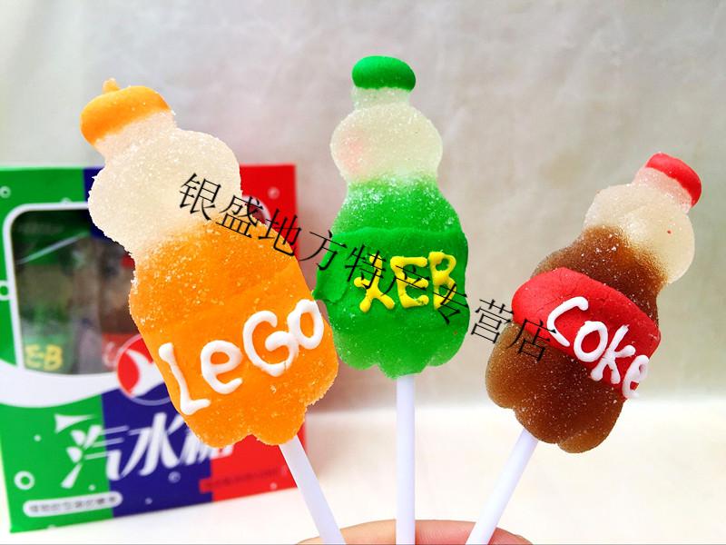 创意汽水糖雪碧可乐汽水造型棒棒糖20克*24支整盒水果味软糖 汽水糖