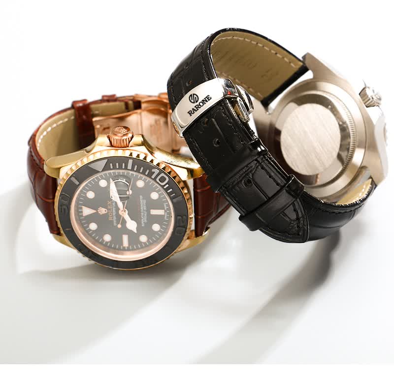 适用雷诺双子星表带 雷诺手表带蝴蝶扣男女rarone柔软防水牛皮表链16