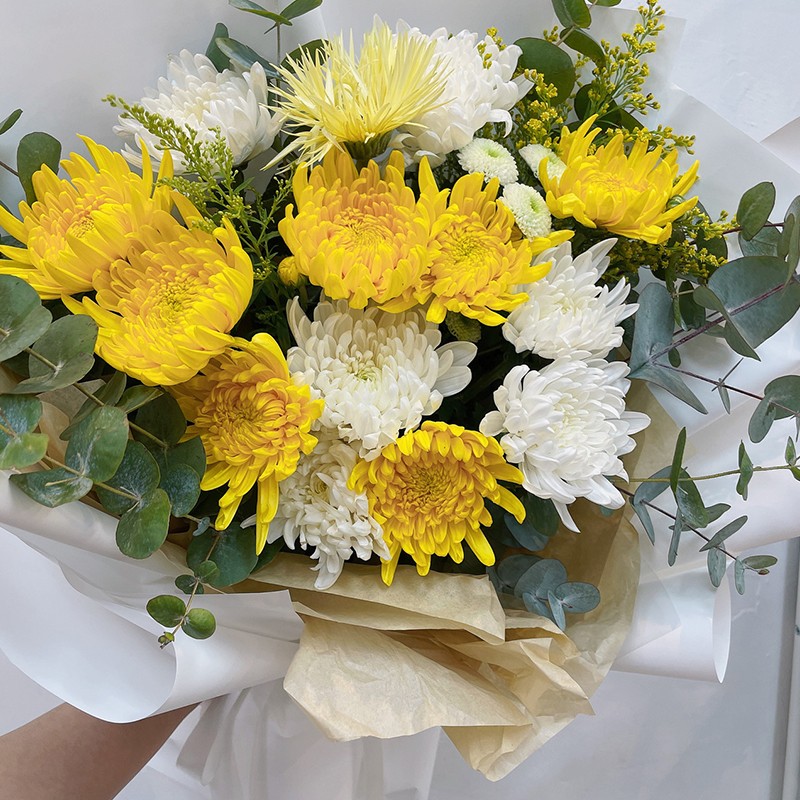 鲜花速递清明节菊花花束祭祀祭奠扫墓缅怀先人同城配送北京上海广州