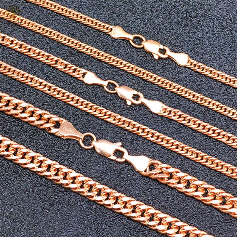 冰姿蔻 男链俄罗斯585紫金项链14k玫瑰彩金潮流豪华男女大气板链项链