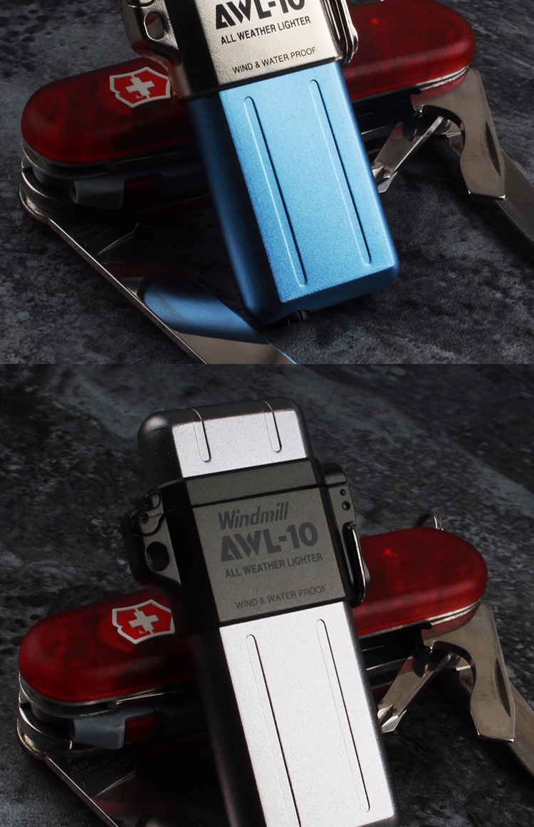 新款日本windmill风车气体充气打火机户外高原防风防水awl-10 灰色