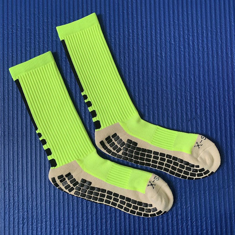 冷门足球条足球训练短袜短筒加厚毛巾底耐摩擦颗粒训练袜男 浅绿色 短