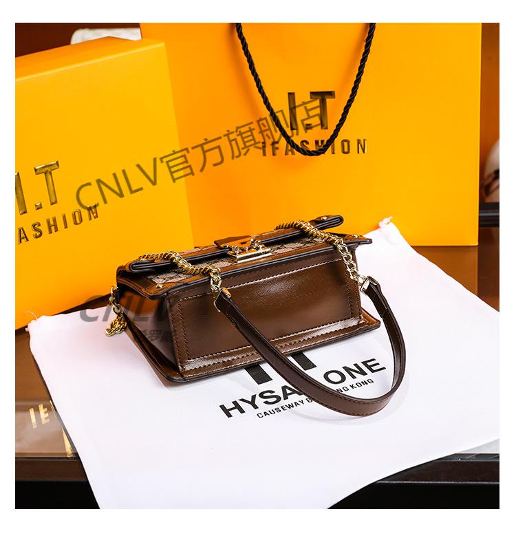 cn lv链条小方包女2022年夏季复古链条老花女包感小方包女时尚单肩斜