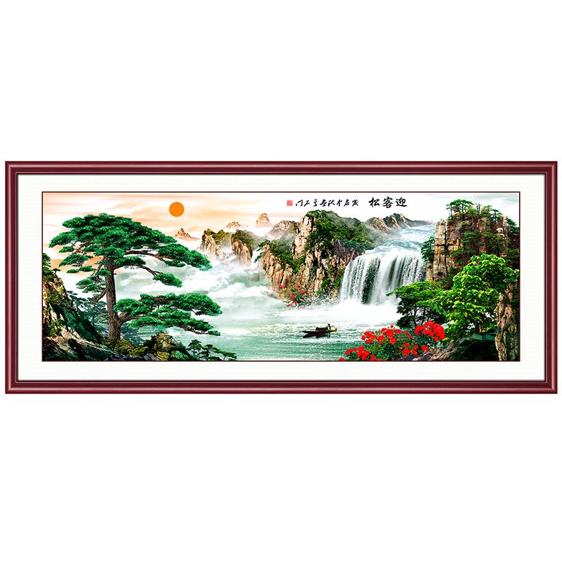 迎客松壁画沙发墙装饰挂画客厅迎客松装饰画办公室壁画松鹤延年沙发