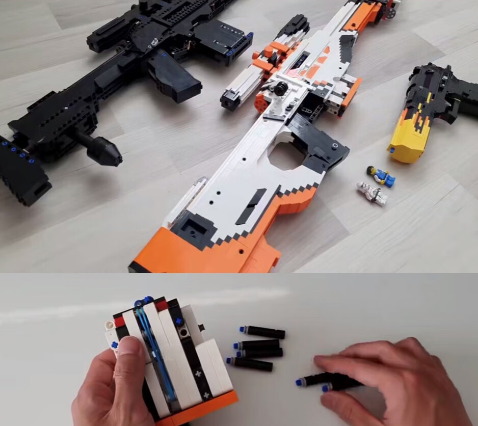 awp玩具枪二西莫夫乐高aw狙积木击枪moc发射机械拼装csgo 黑红色 40发