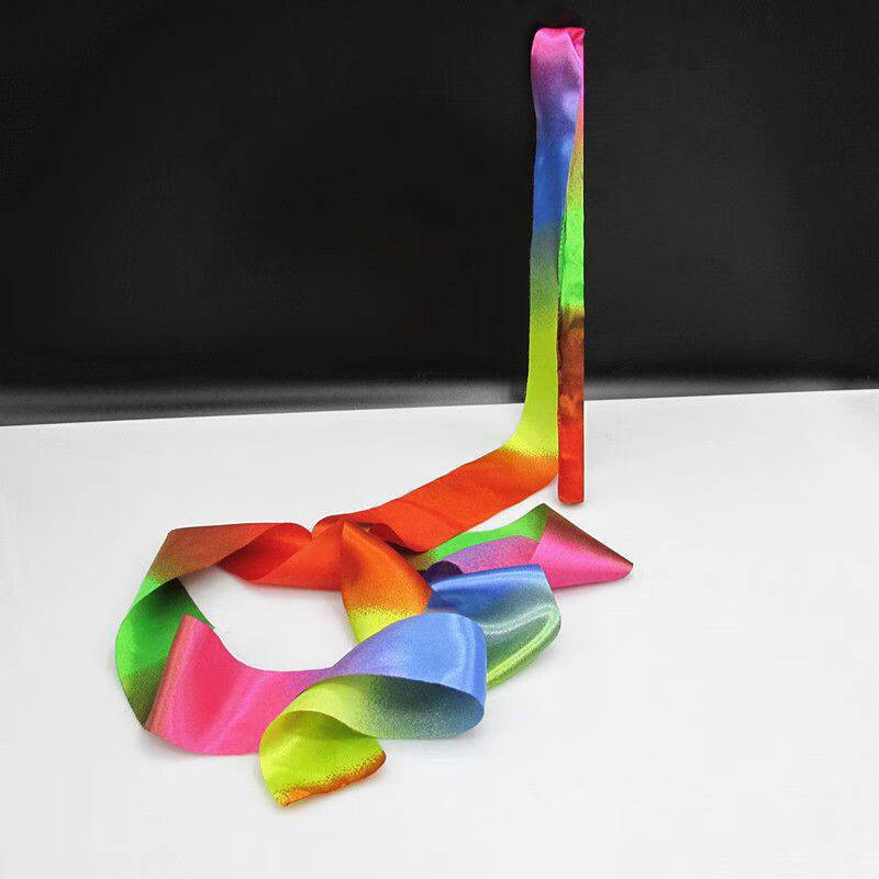 彩带跳舞体操艺术广场舞健身表演七彩彩虹绸带带棒幼儿园舞蹈飘带 5米