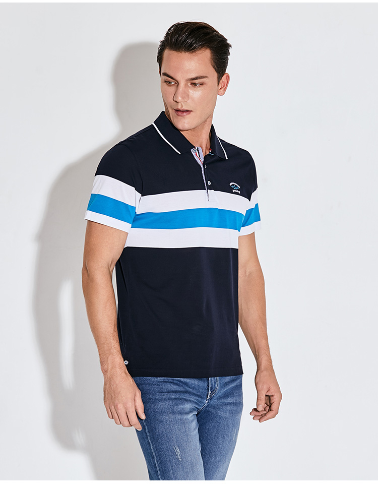 意大利古老鲨鱼男装古老鲨鱼新款夏翻领男士短袖休闲打底上衣保罗polo