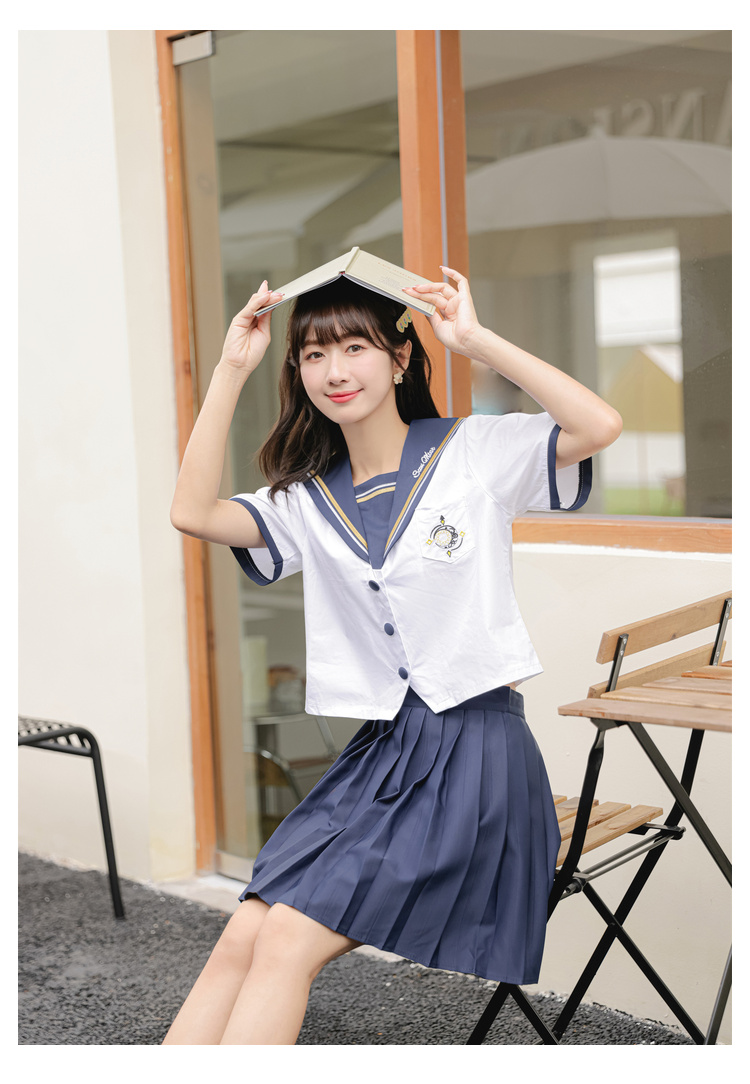 兔系jk制服套装正品全套实拍学生纯棉jk裙显瘦水手服制服短袖百褶裙