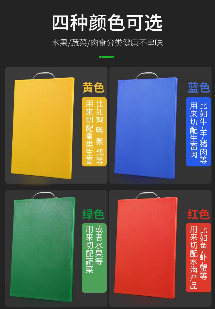 加厚彩色实心圆形塑料菜板砧板方形菜板砧板菜墩黄长35宽271厘米厚