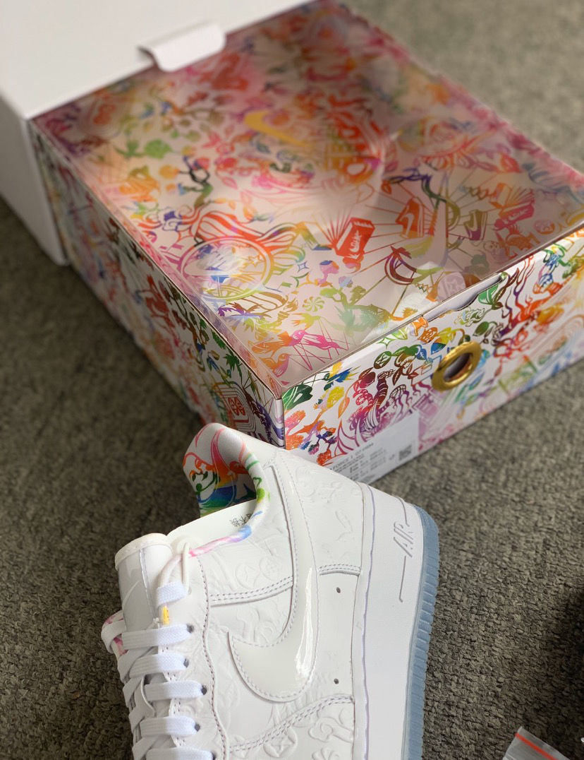 1空军一号陈冠希玫瑰金粉丝绸可撕开af1剪纸男女板鞋粉丝绸36