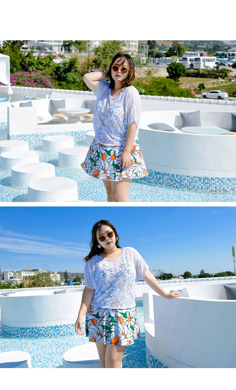 大码泳衣女遮肚200斤胖妹妹大胸显瘦保守加肥加大号肥佬泳衣钢托连体