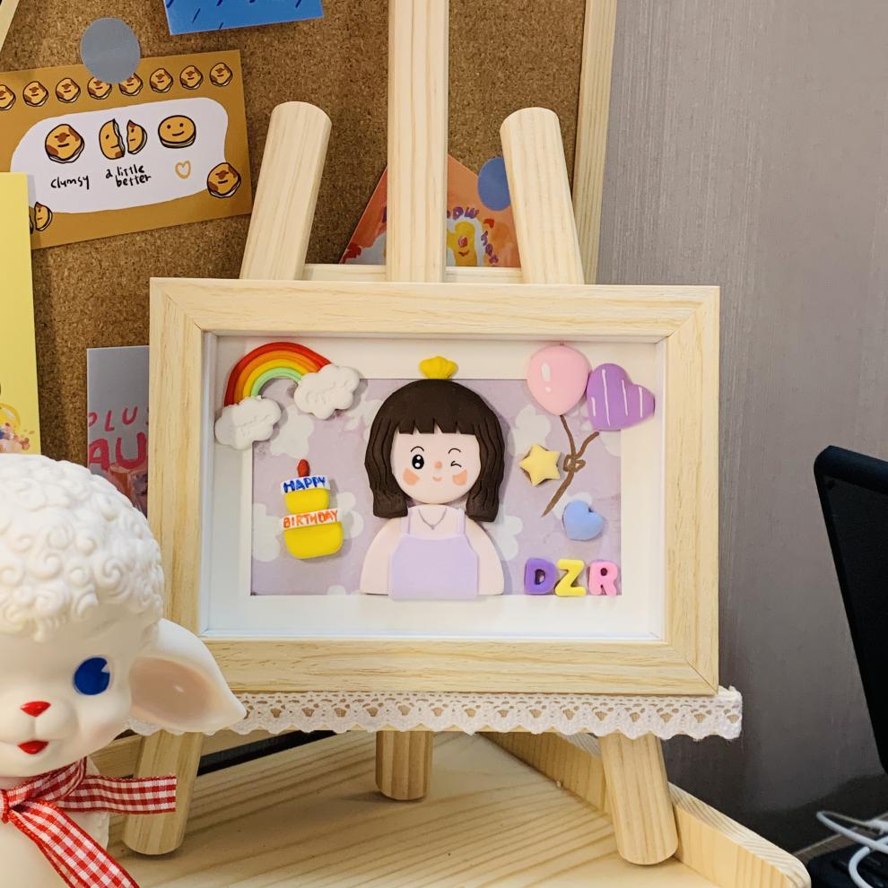 软陶相框定制小红书定制软陶黏土粘土人偶相框立体人物创意情侣礼物