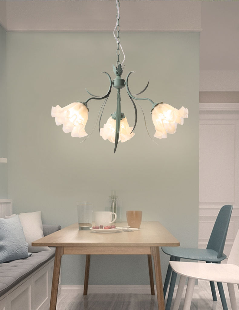 禧贺拉美式吊灯乡村创意客厅卧室餐厅灯具法式铁艺花朵田园风格灯具
