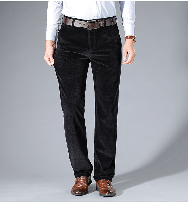 卡帝乐鳄鱼轻奢高档男装加厚冬灯芯绒男裤男士粗条绒宽松长裤子高腰深