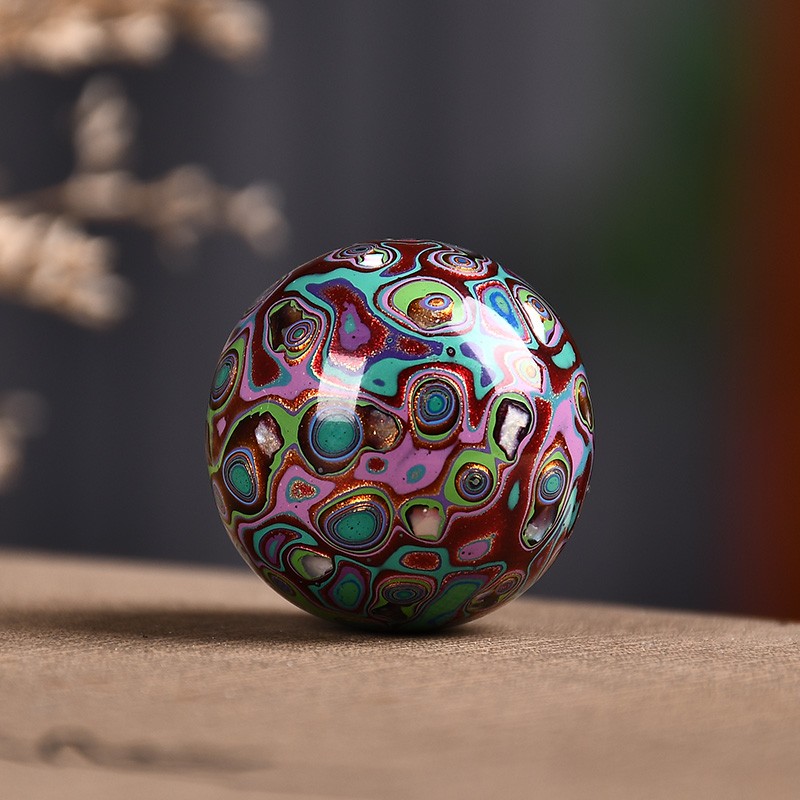 螺钿大漆珠手串2mm贝壳手链佛珠单散珠女士饰品犀皮漆器首饰单颗蓝金