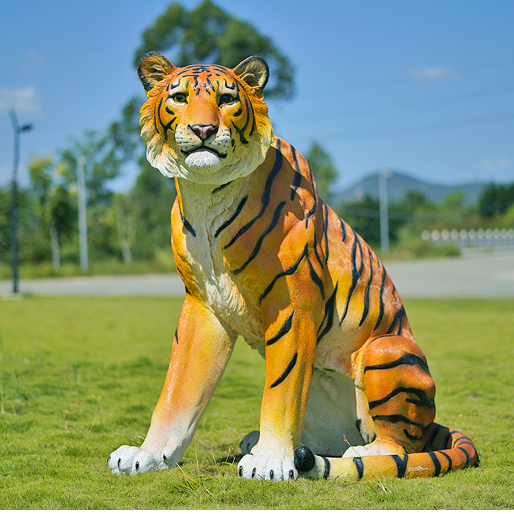 户外仿真大老虎雕塑动物模型装饰园林景观摆件草坪景区假道具摆设中号
