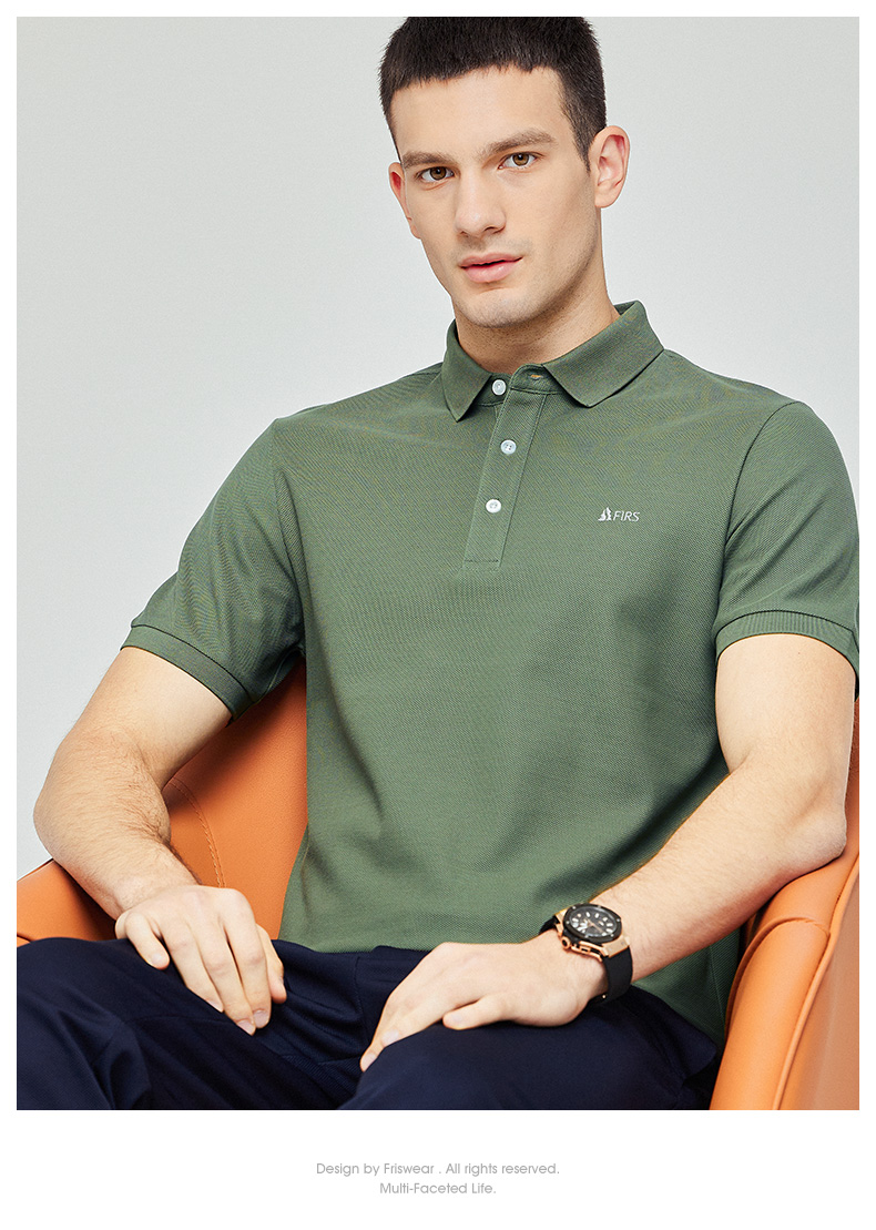 丝光棉重磅杉杉纯棉短袖t恤男2022夏季新款商务polo223灰绿17088am