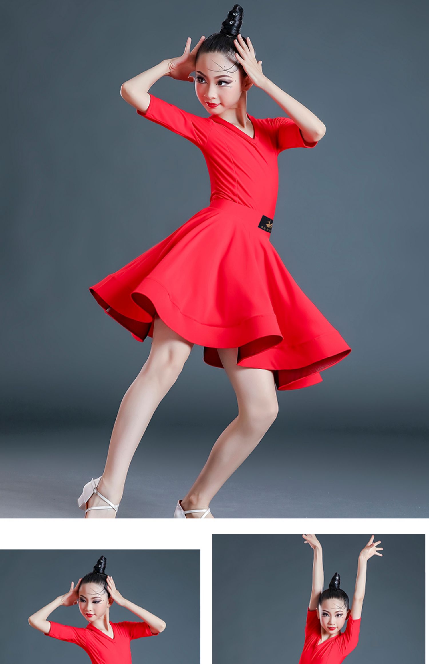 儿童拉丁舞比赛服女童中袖分体规定练功服高级专业演出裙套装春夏酒