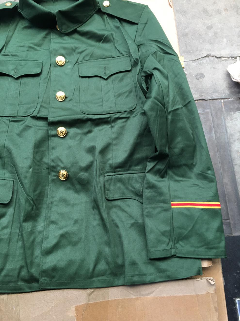 军迷老式库存87式绿色涤卡中山装多兜工作服套装外套收藏怀旧怀念