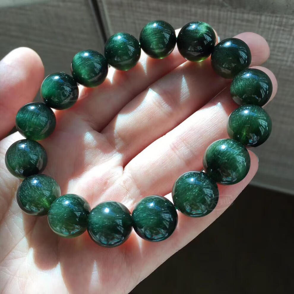 大灿天然水晶送礼顺绿发晶手链男女款实用大颗粒单圈饰品手串礼品颗颗