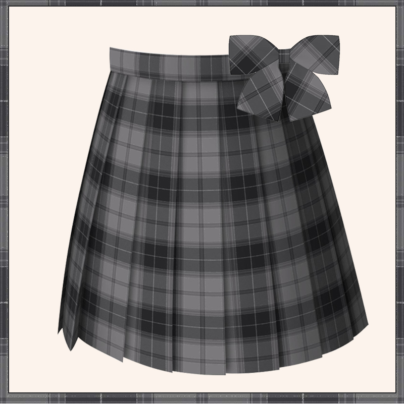 jk冬季桃柚jk制服统银线冬季半身灰格裙百褶裙42cm单件短裙xs