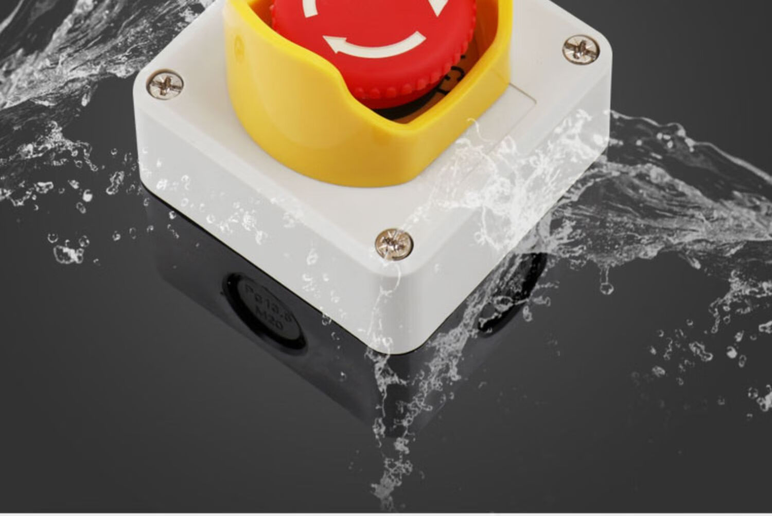 急停按钮开关控制盒电梯紧急防护罩停止保护罩防水按钮盒铸铝塑料 一