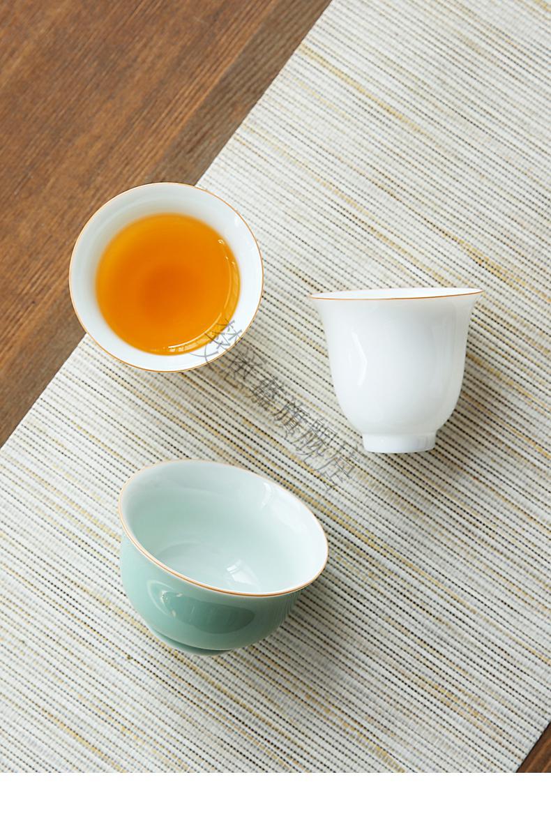梦采蓝旭矾小茶杯单个白色小茶杯6只装喝功夫茶茶杯个人白瓷品茗杯单
