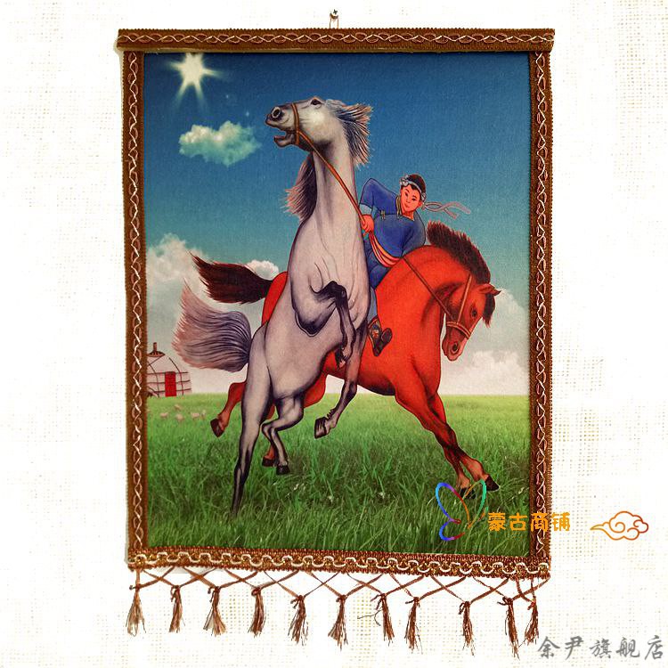 成吉思汗工艺挂画蒙古包餐厅装饰画羊毛毡画竖版成吉思汗头像4050独立