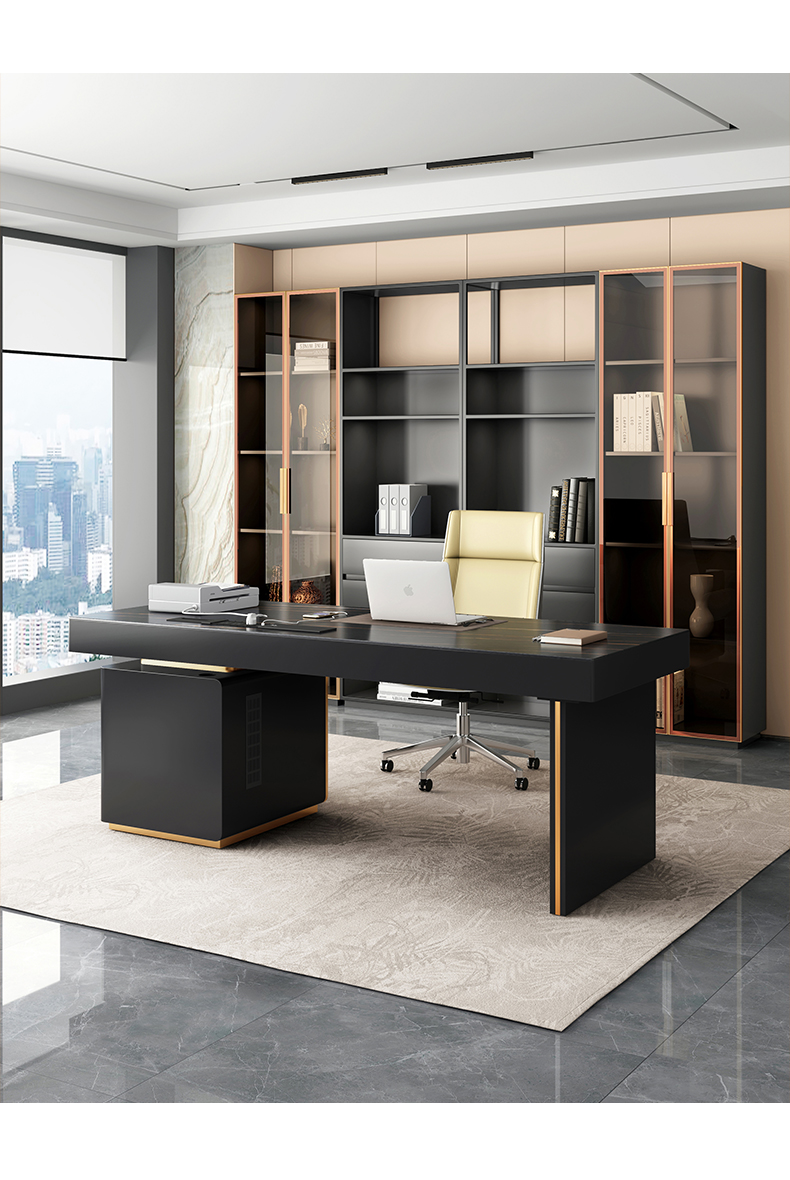 书架轻奢书柜简约带玻璃门现代家用组合书橱落地简易书架意式办公室储