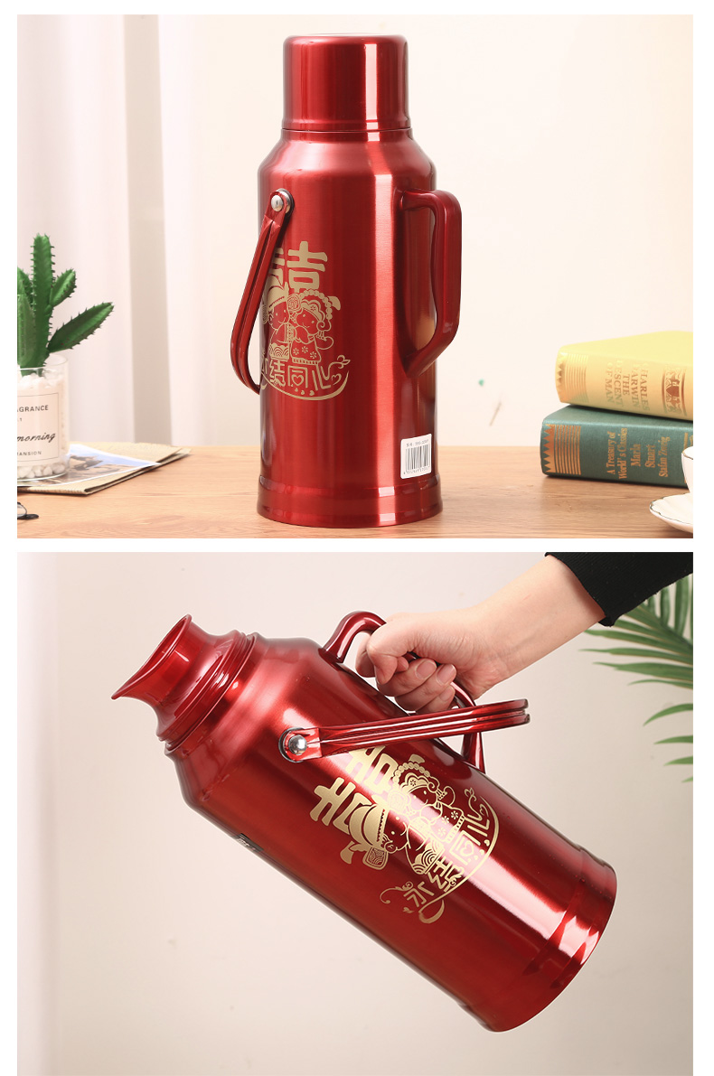 红色喜庆保温壶结婚用暖壶一对暖瓶婚庆保温瓶热水瓶陪嫁嫁妆水壶32l