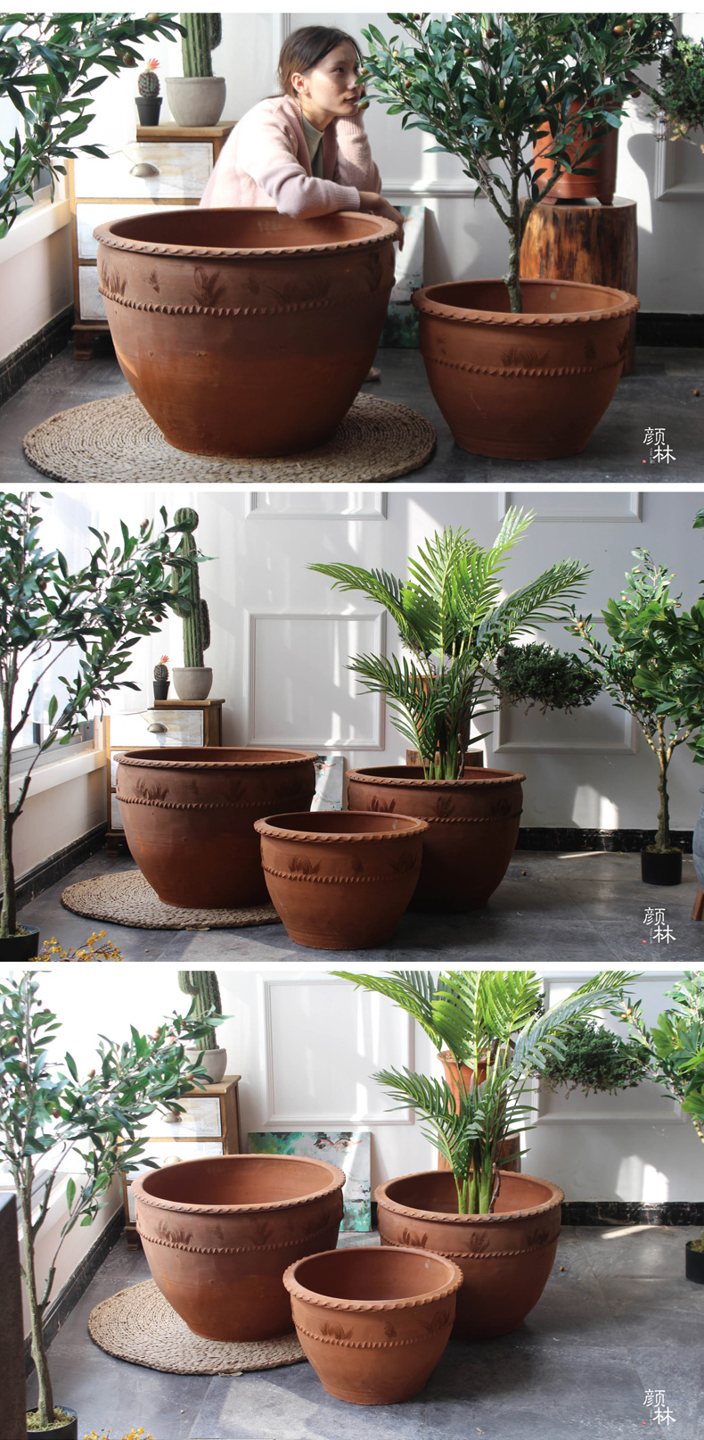 瓦盆泥瓦盆土花盆庭院园林大号盆缸超大码睡莲盆橘子缸透气老式盆子