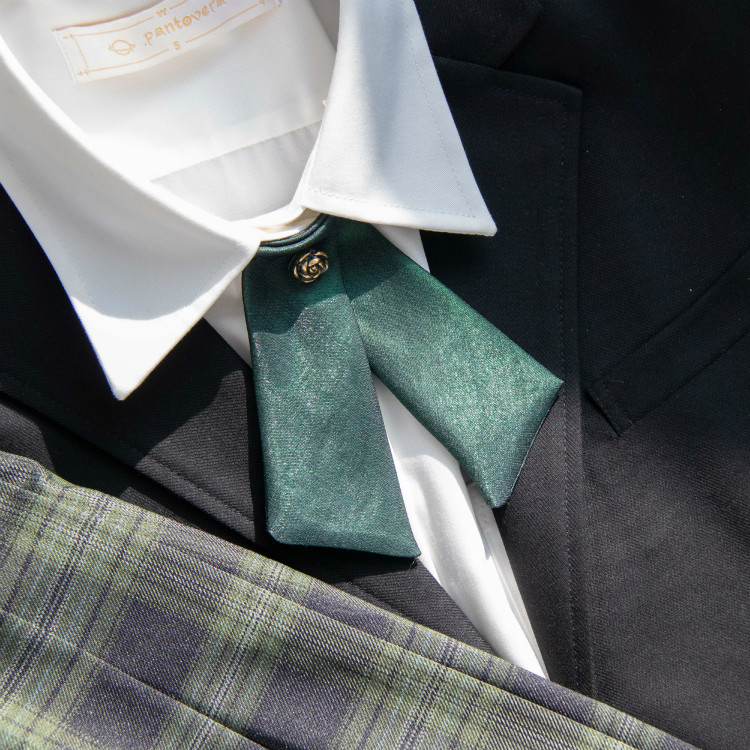 peavey交叉领结手作蝴蝶结衬衫红色领结女jk制服百搭延长带版本暗绿色