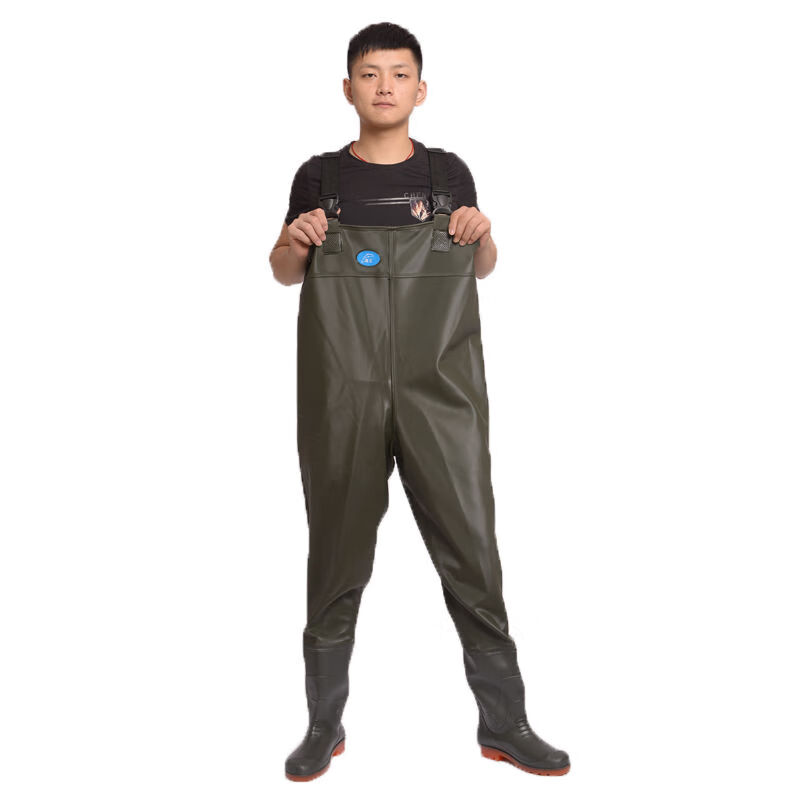 下水裤半身防水裤男捕鱼涉水雨裤打鱼牛筋耐磨皮叉挖藕服连体加厚100