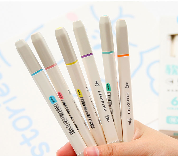 曾醒点石荧光笔软硬双头手账记号笔彩色重点划线标记笔手帐绘画笔文具