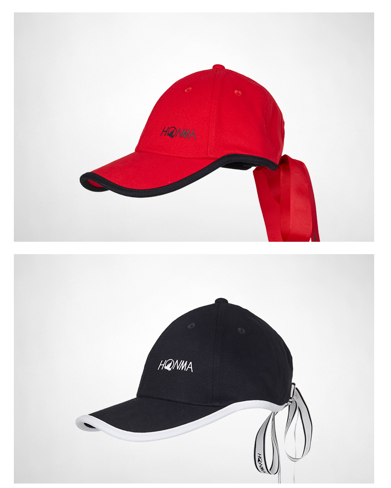 honma2021新款高尔夫女子帽子高球运动帽时尚织带黑色均码