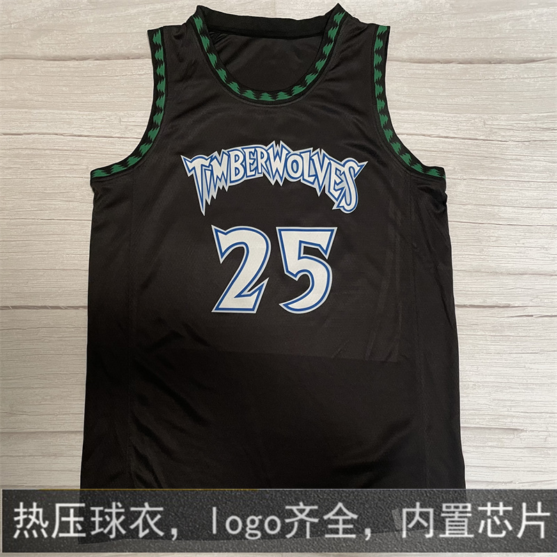 滕讯体育同款森林狼罗斯球衣 25号巴特勒篮服城市版紫色复古黑加内特