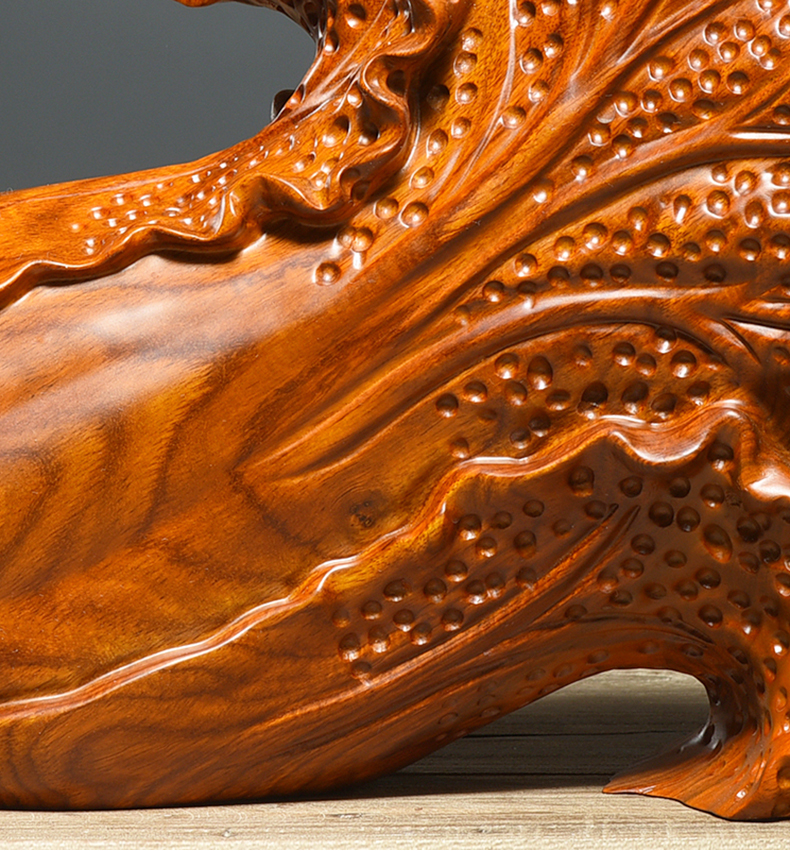 黛安缇花梨木雕白菜摆件实木雕刻家居客厅玄关装饰工艺品开业乔迁送