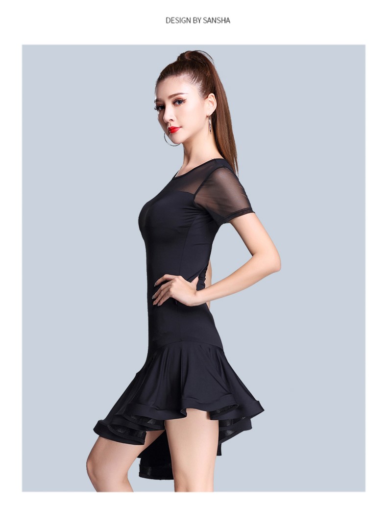 新款拉丁舞服装女成人新款连衣裙表演服拉丁舞裙大摆裙不规则裙交际舞