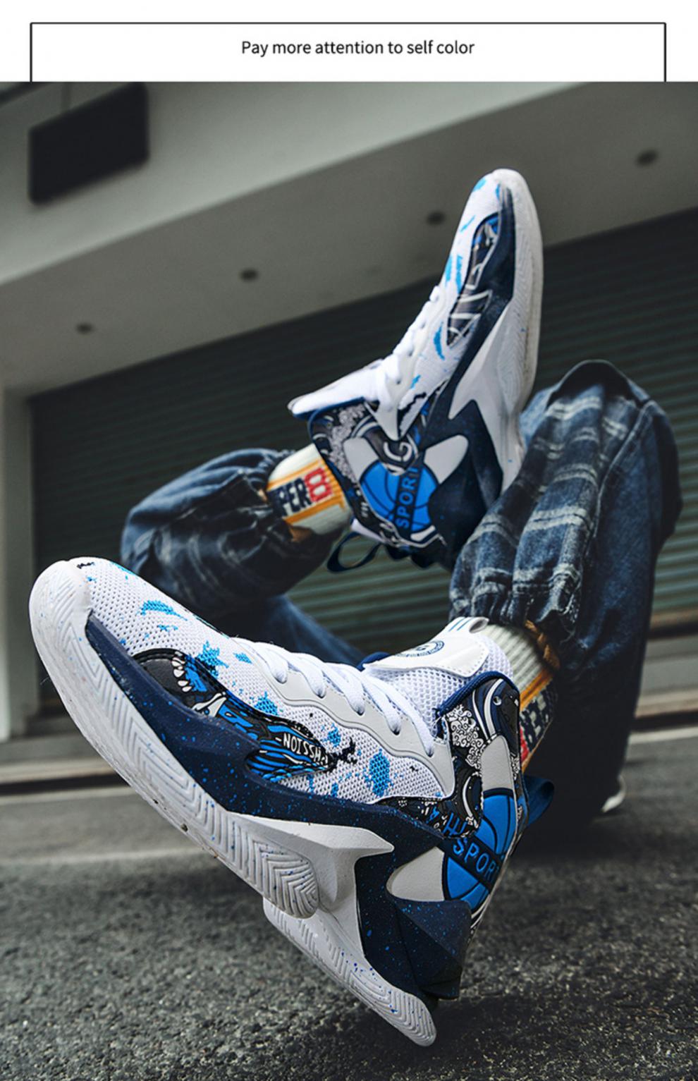 篮球鞋男高帮詹姆斯青年运动鞋夏季学生鸳鸯耐磨透气儿童科比球鞋8768