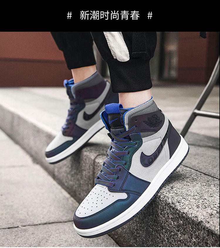 官网aj3男鞋周杰伦同款变色龙高帮篮球鞋aj高帮闪电蓝36