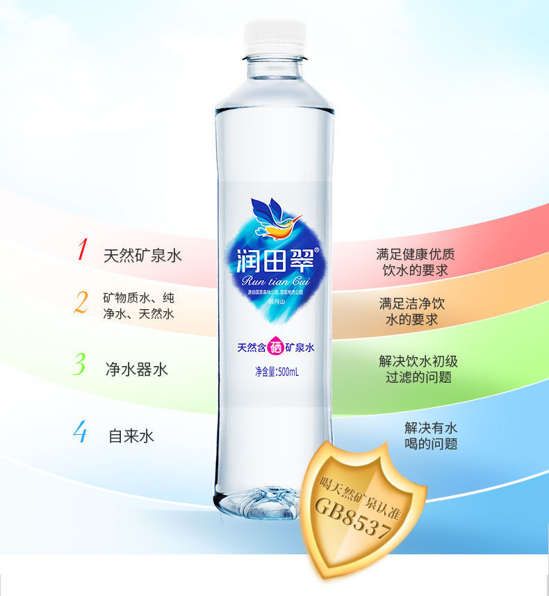 5折 润田翠含硒矿泉水 500ml*24瓶 江西宜春明月山温汤富硒饮用矿泉水