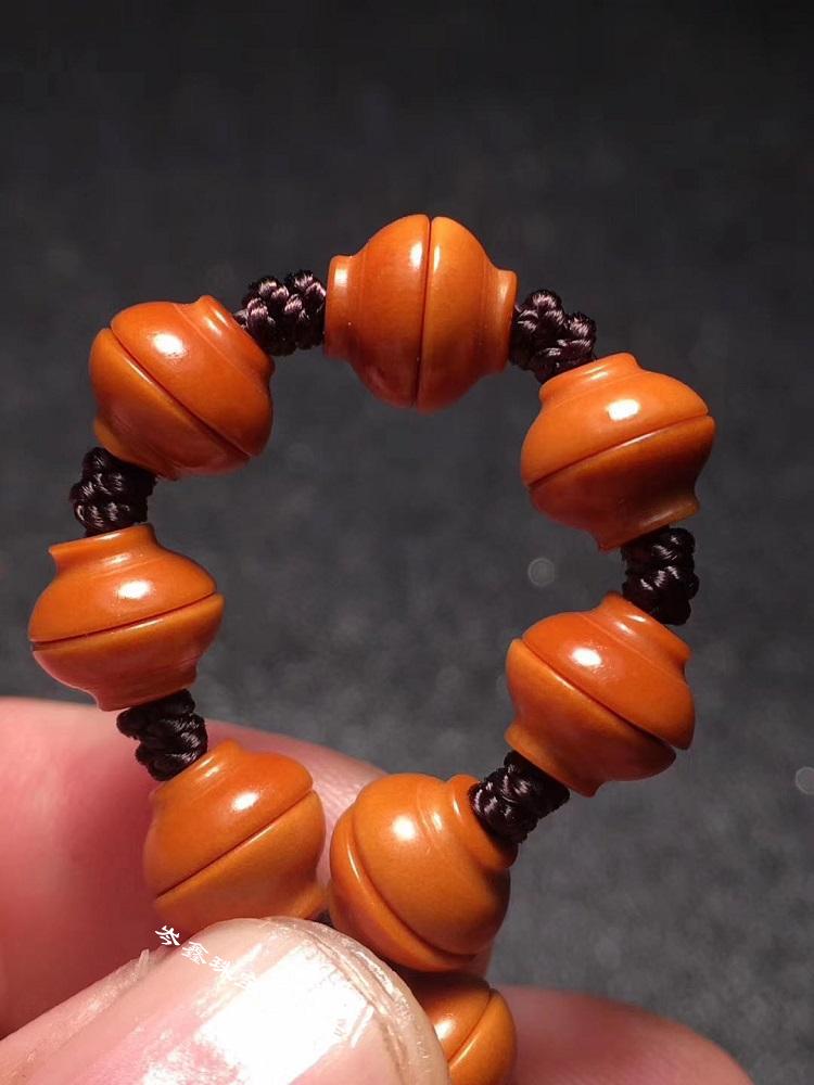 橄榄核金饭碗编制长串项链脖挂绳橄榄胡链子男女款文玩配饰黑线7mm