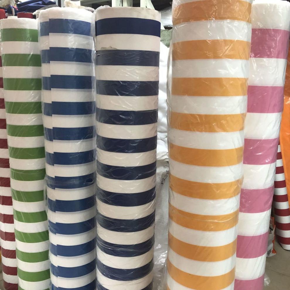 加厚防水雨棚布面料蓝白红黄条纹布遮阳棚布料结实耐用遮阳伞布料浩驰