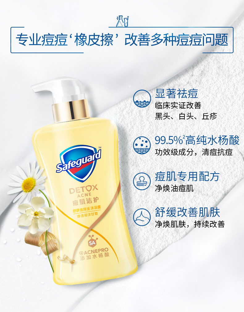 舒肤佳痘肌沐浴露水杨酸沐浴液后背祛痘痘印洗澡家庭装王一博同款