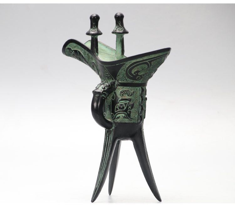 周鼎仿古青铜器锌合金凤纹爵小酒杯父辛爵杯摆件婚庆